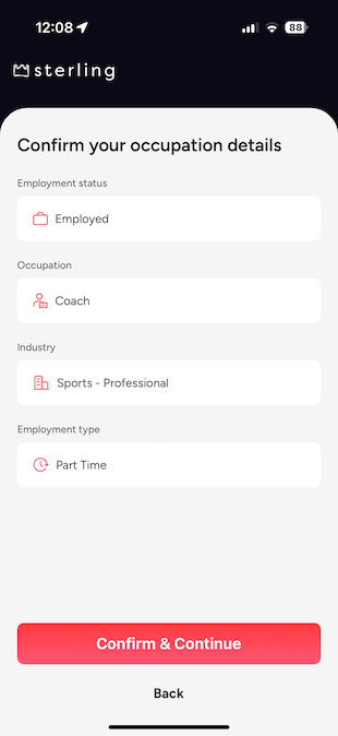 confirm create an occupation