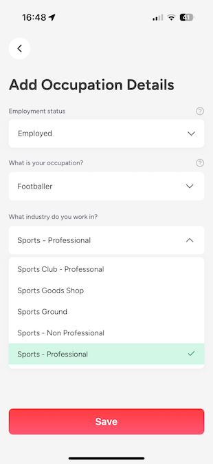 occupation choice list