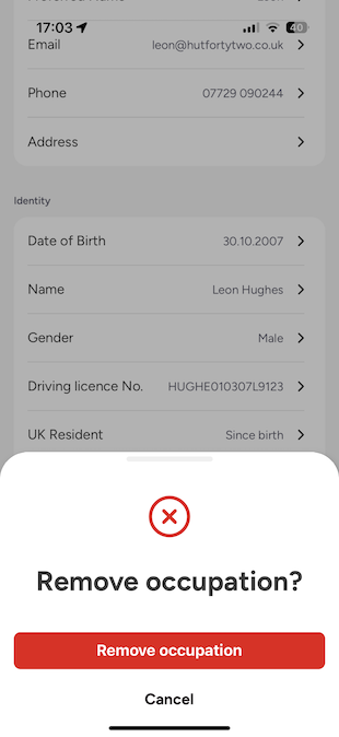 delete an occupation